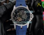 Replica Roger Dubuis Excalibur 46 Stainless Steel Black Skeleton Tourbillon Watch